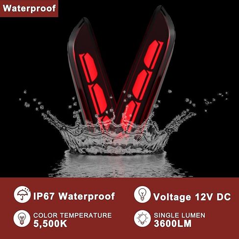 Red Housing Full LED Rear Reflector Fog Lamps for Honda Civic Hatchback 11th 2022-2024 Function as Sequential Turn Signal Lights, Daytime Running Light, Brake Light Kit (Red Style) in Kuwait