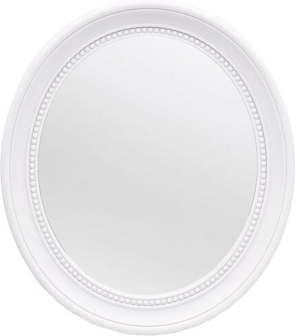 مرآة بيضاوية مقاس 15 × 13 بوصة، مرآة بيضاء، مرآة حمام، مرآة حمام بيضاء، مرآة حائط in Kuwait