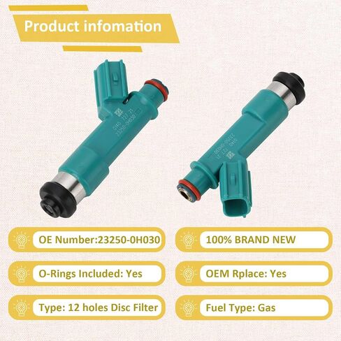 OE 2.4L Fuel Injectors,Compatible with/Toyota Camry Corolla Matrix 2004 2005 2006 2007 2008 2009 2010 2011 2012 2013,Compatible with/Scion 2.4 tC xB 2008 2015,|Set of 4| |12 Holes| |23250-0H030| in Saudi Arabia