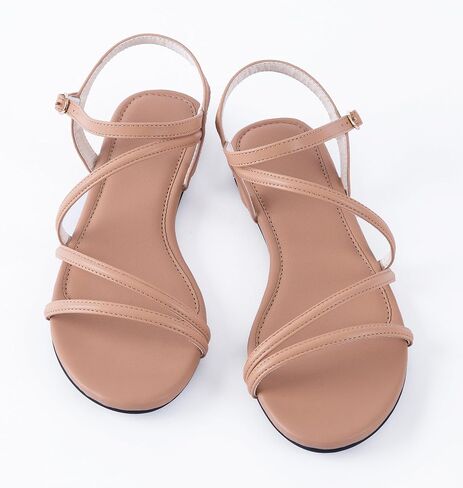 Mtzyoa Women Flat Sandals Dressy Strappy Gladiator Summer Ankle Strap Nude Open Toe Comfortable Wedding Casual Leather Ladies Party Trendy Vacation in Kuwait