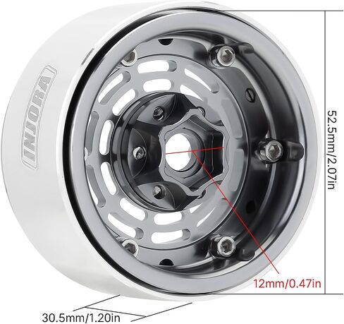 عجلة INJORA مقاس 1.9 بوصة - حافة ألومنيوم 10 مم لـ SCX10 Pro TRX4 VS4-10 Gen8 1/10 RC ترقية الزاحف (أسود) in Saudi Arabia