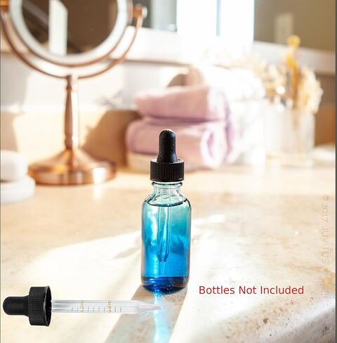 JUVITUS 2 oz Straight Tip Glass Graduated Droppers with 0.5 and 1 mL markings, 20-400 Neck Size for Boston Round Bottles (36 Pack) in Saudi Arabia