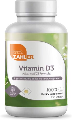 Zahler - Advanced Vitamin D3 10,000 IU Softgels (120 Count) Kosher Vegetarian Friendly Vitamin D for Immune Support, Bone, Teeth & Muscle Health - Daily D3 Vitamin Supplement for Adults - Easy Swallow in Saudi Arabia