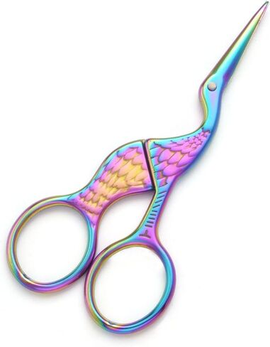 3.9 Inch Sewing Embroidery Scissors with Artificial Leather Cover Stainless Steel Stork Scissors Vintage Embroidery Scissors for Needlework, Manual Sewing Handicraft (Multicolors) in Saudi Arabia