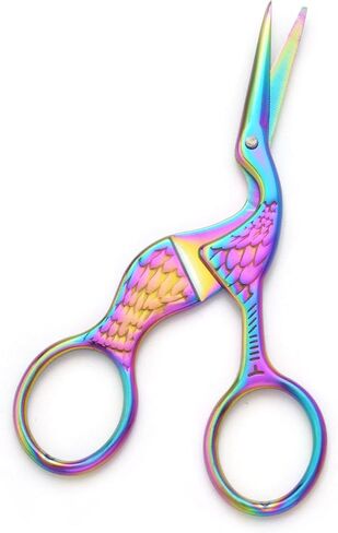 3.9 Inch Sewing Embroidery Scissors with Artificial Leather Cover Stainless Steel Stork Scissors Vintage Embroidery Scissors for Needlework, Manual Sewing Handicraft (Multicolors) in Saudi Arabia