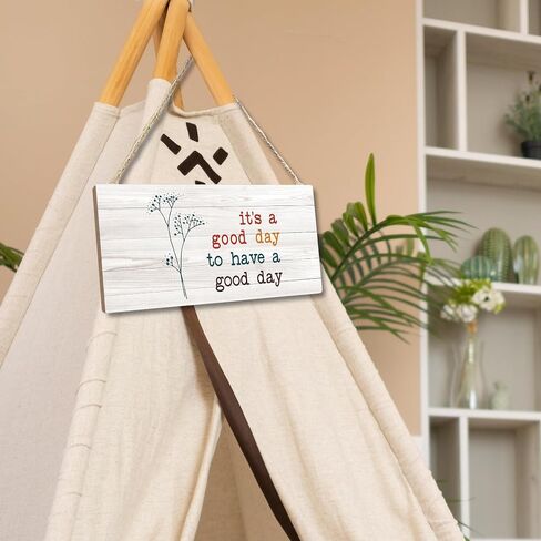 هدايا تحفيزية إيجابية، علامة خشبية، ملهمة مباركة لتزيين الحائط، لافتة معلقة للمنزل والمكتب وغرفة الأطفال وغرفة اللعب والحضانة، مبهجة إنها يوم جيد مبارك ديكور باب 12 × 6 بوصة in Saudi Arabia