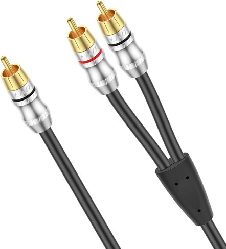 كابل J&D RCA، 1 RCA ذكر إلى 2 RCA ذكر Y-Splitter كابل صوت ستيريو رقمي سلك مضخم صوت لمضخم الصوت، المسرح المنزلي، 6 أقدام in Kuwait