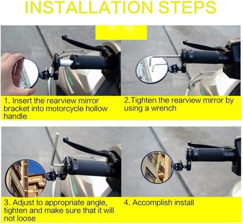 7 by 8 inch Motorcycle Handlebar End Rearview Mirror for Sports Cruiser Honda Kawasaki Suzuki Yamaha in Kuwait