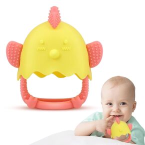 Anboor 2 Pack Baby Teething Toys, Silicone Teethers for Babies 0-6 Months Anti Dropping Hand Teether, Infant Baby Chew Toys for Teething Relief, for Newborn Soon-to-be Mothers (Blue,Crab)