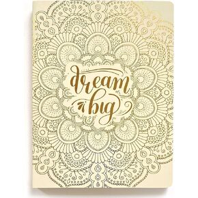Paper House Productions 8" Foil Embossed Soft Cover Journal with Dot Grid Pages and Satin Ribbon Page Marker - Dream Big