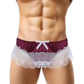 Mens Satin Panties Lace Boxers Thong Underwear Briefs Sissy Lingerie