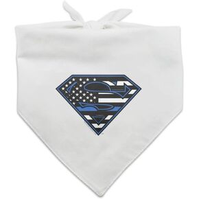 Superman Thin Blue Line Flag Shield Logo Dog Pet Bandana