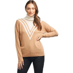 Women's 100% Pure Cashmere Sweater Turtle Neck Drop Shoulder Long Sleeve Pullover