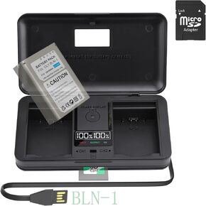 Battery Charger with USB Dual LCD for Olympus BLN-1, BCN-1 and Olympus OM-D E-M1, OM-D E-M5, Pen E-P5