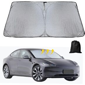 Compatible with Windshield Sunshade Reflective Sun Visor Folded Front Windshield Sunshade Ice Crystal Nano Cover for Tesla Model 3 2016 2017 2018 2019 2020 2021 2022 2023
