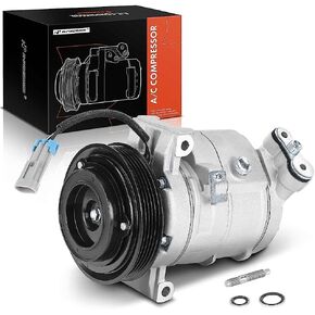 A-Premium A/C Compressor with Clutch Compatible with Chevrolet Equinox 2010-2011 2.4L, GMC 2.4L Terrain 2010-2011, Terrain 2.4L 2015 (Without ATC), with SP17 Style