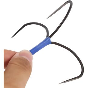 5pcs Finishing Hooks Snagging Hooks Three Claw Grind Nonbarb Black Nickel Strong Anchor Hook for Fishing (Model 9A)
