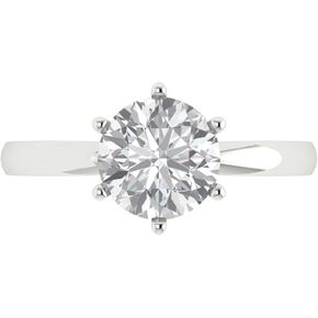 Clara Pucci 2.0 ct Round Cut Solitaire Genuine Moissanite Engagement Wedding Bridal Promise Anniversary Ring in 14k White Gold for Women