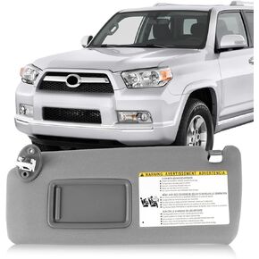 Left Driver Side Sun Visor Compatible with 2010 2011 2012 2013 2014 2015 2016 2017 2018 2019 2020 2021 2022 2023 Toyota 4RUNNER,Replace 74320-35A91-B1,Without Light(Grey)