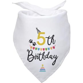 Dog Birthday Bandana Happy 5th Birthday Dog Bandana Party Supplies Pet Dog Lover Gifts Happy Birthday Dog Triangle Scarf for Pet Dog Puppy Pet Scarf Accessories, white