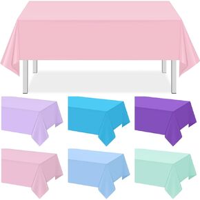 12 Pack Mermaid Theme Tablecloth, Assorted Color Tablecloths, Disposable Plastic Rectangle Table Covers for Girl Birthday, Baby Shower, Wedding and Ocean Party Decorations,6 Color,54 x 108 Inch