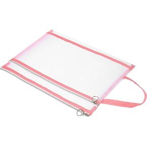 PATIKIL Nylon Document Zip Pouch with Handle A4 Mesh Clear Files Bag for Office Business, Gray