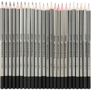 Walfront Sketching and Drawing Pencils Set 24pcs 9H-14B Professional Sketch Graphite Pencils Set Art Pencils Sketching Pencil for Drawing and Shading for Beginners Artists
