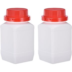 PATIKIL 2 Pcs 1000ml Reagent Bottles, HDPE Wide Mouth Square Bottles with Screw Cap for Lab Water Reagent Liquids Solid Sample Storage Seal, Black