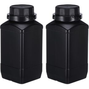 قطعتان من زجاجات الكاشف سعة 1000 مل من باتيكل، زجاجات مربعة ذات فم واسع HDPE مع غطاء لولبي لسوائل كاشف مياه المختبر وختم تخزين العينات الصلبة، أسود in Kuwait