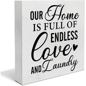 Country Laundry Room Wood Box Sign Decor Desk Sign Endless Laundry Quote Wooden Box Block Sign Rustic Home Shelf Wall Laundry Room Decoration