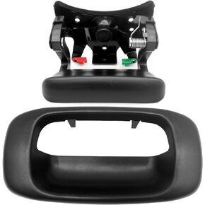Chrome Tailgate Tail Gate Handle and Bezel, Replaces 15997911, 15228539, 15228541, 15228540, Compatible with 1999-2007 Chevy Silverado GMC Sierra 1500 2500 3500, Black