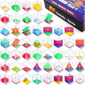 48 Pcs Brain Teaser Puzzles for Kids,Mini Maze Puzzle Cubes,Assorted 3D Brain Teaser Puzzle Cubes,Mini Fidget Puzzle Box,Balance IQ Maze Cube Game Party Favor Games Challenge Decompression
