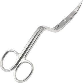 Bent Handle Curved Embroidery Applique Scissors for Machine Embroidery & Fabric Stitches (Silver, Medium 6.5')