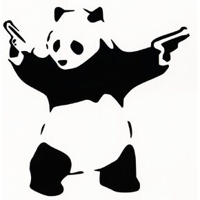 ملصق باندا مع مسدسات ملصق سيارة ممتص الصدمات بانسكي ويندوز آرت الفينيل شاحنة (5.5 بوصة (أسود) in Kuwait