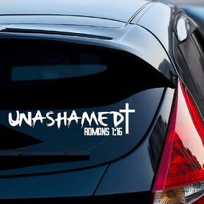 Unashamed Cross Romans 1:16 Christian Jesus Christ Bible Religious Decal Vinyl Sticker for Car Truck Window Bumper Laptop White