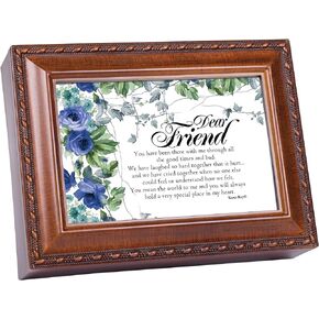 Cottage Garden Dear Friend Special Place in Heart Woodgrain Keepsake Music Box Plays That's What Friends are for
