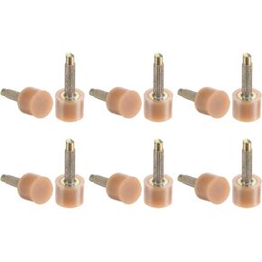 HARFINGTON 6 Pairs TPU High Heel Tips Shoes Replacement Tap Caps for Women High Heel Shoes 3mm Thick Core Pin, 7mm Round Shape Heel Repair Caps, Beige