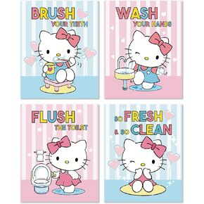 SWITHOM Funny Bathroom Wall decor - Unframed Girls Bathroom Decor, 8X10 inch Wall Art for Kids Bathroom, Set of 4 Positive Quotes Toilet Wall Decor Art Prints for Bathroom (Pink) in Kuwait