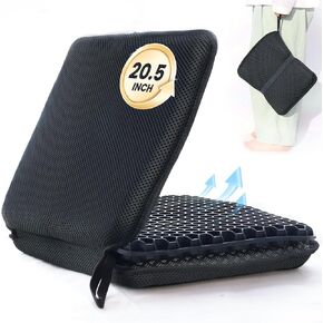 Portable Gel Seat Cushion, Up to 20.5" Foldable Travel Cushion for Home, Office Chair, Bleacher, Folding Egg Gel Cushion for Stadium, Travel, Camping, Seat Cushion for Pressure Relief[Black]
