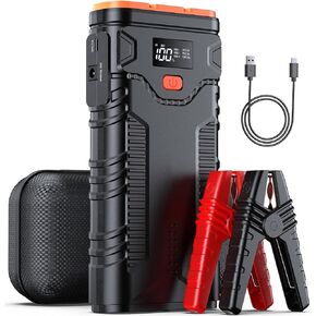 Car Jump Starter, 2500A Jump Starter Battery Pack for Up to 10.0L Gas/8.0L Diesel Engines, 59Wh Portable 12V Jump Box with Fast Charge USB Ports, LCD Display, Storage Case and LED Light