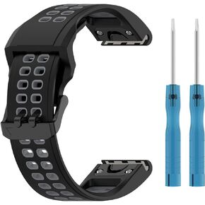 Compatible for Garmin Fenix 7S/7S Solar/7S Sapphire Solar Watch Bands, 20mm Replacement Silicone Wrist Watch band Replacement for Garmin instinct 2S, Soft And Durable(Black+Gery)