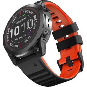 Compatible with Garmin Fenix 6X/6X Pro Band Easy Fit 26mm Width Soft Silicone Watch Bands Replacement for Fenix 6X/6X Pro Fenix 5X/5X Plus Fenix 3/3 HR Smartwatch