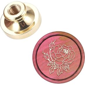 CRASPIRE Wax Seal Stamp Head Flower, Removable Sealing Brass Stamp Head Peony for Creative Gift Envelopes Invitations Cards Decoration