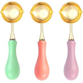 Wax Seal Stamp Spoon, 3pcs Dual Pointed Mouth Design Wax Seal Spoon for Wax Seal Stamp DIY Wax Stamp Maker (Mix Color Handle)