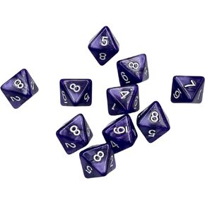 D8 Polyhedral Dice Set - 8-Sided Dice with Numbers | Ideal for Board Games, Classroom Activities, Party Table & Gaming Fun (10-Pieces, Color: Purple, Size: 1.6cm/0.63in)