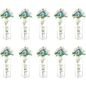 Inweder Acrylic Vases Wedding Centerpieces for Tables - 2 Pcs Clear Column Flower Stand, 31.5in Tall Flower Vases for Centerpieces, Geometric Vases for Centerpieces Bulk, Birthday Party, Home Decor