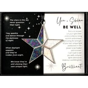 Handmade Iridescent Stained Glass Star with I Care Message- Thoughtful Support Gift for Women/Thinking of You Gift/I am Here for You Gift/Care for You Gift (I Care)