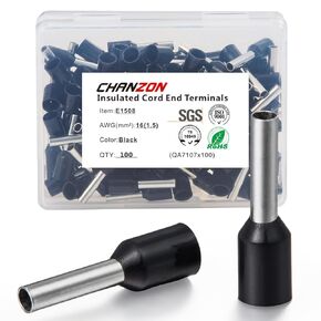 Chanzon 100 قطعة من حلقة النايلون المعزولة 12AWG(4.0 مم²) سلك E4009 أطراف طرفية نحاسية نقية اللون رمادي نايلون (PA) معزول