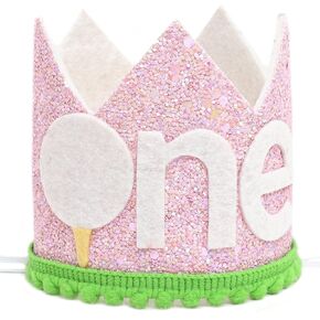 قبعة تاج عيد الميلاد الأول للجولف للفتيات الصغيرات - زينة تاج حفلات الجولف الوردية لوازم حفلات أعياد الميلاد الأولى، دعامات كشك الصور، قبعة حفلات الأميرة in Kuwait