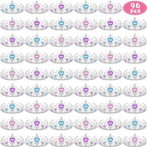 Jerify 96 Pieces Princess Crowns for Little Girls Tiaras Crowns Set Plastic Rhinestone Princess Crown Dress Up Crown Headpieces for Toddler Princess Costume Party Accessories, 3 Assorted Colors